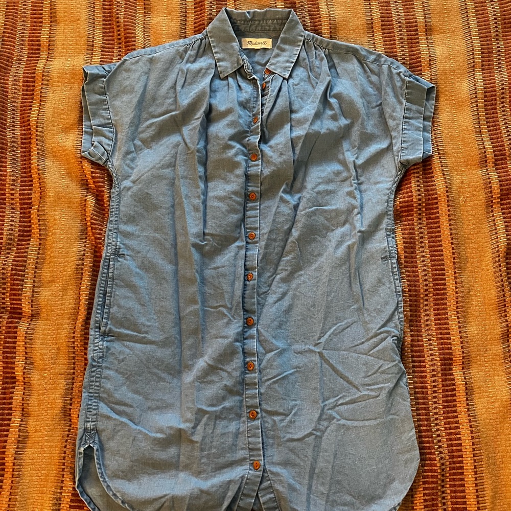 Denim button down dress